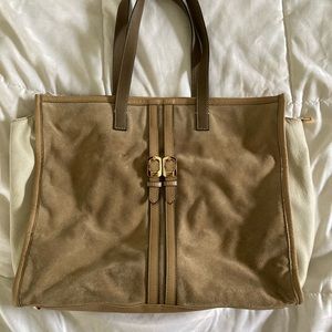 Fendi suede leather tote